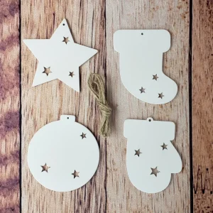 3 décorations de Noël en bois à peindre - formes variées