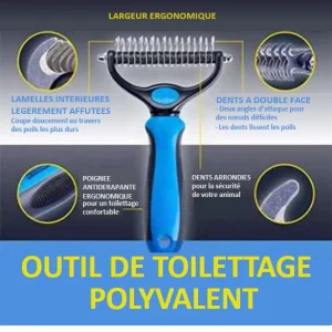 Brosse râteau professionnelle double-face, coupe-noeuds, chez vous en 5 jours