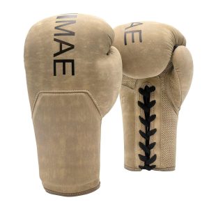 Gants Boxe Cuir Vintage QS à lacets FUJIMAE - Sable