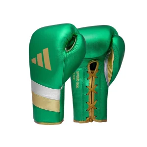 Gants de Boxe Adidas lacets entrainement - compétition Speed 500 - Vert/Or