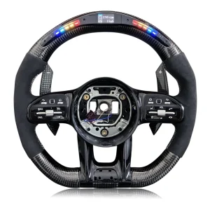 Volant Carbone avec LED Mercedes AMG Classe A B C E S GLS GLA C63 (2012-2021)