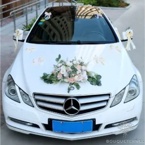 Bouquet de Fleurs Blanches pour Voiture de Mariage