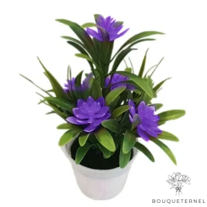 Fleurs Artificielles Violettes en Pot pour Cimetière