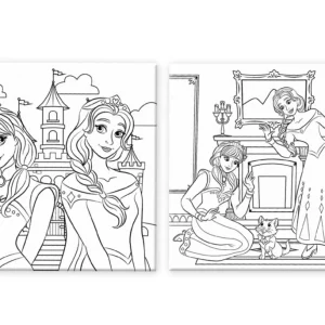 2 panneaux en carton sur toile pré-dessinés de princesse